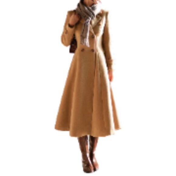 Jackets & Blazers - Wool Blend Pea Coat Long Trench Double Breasted Slim Fit Overcoat